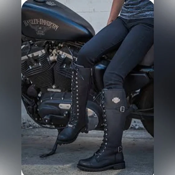 Harley-Davidson Leather Boots Beechwood Motorcycle Size 8 Size Tall Riding Boots - Picture 15 of 16